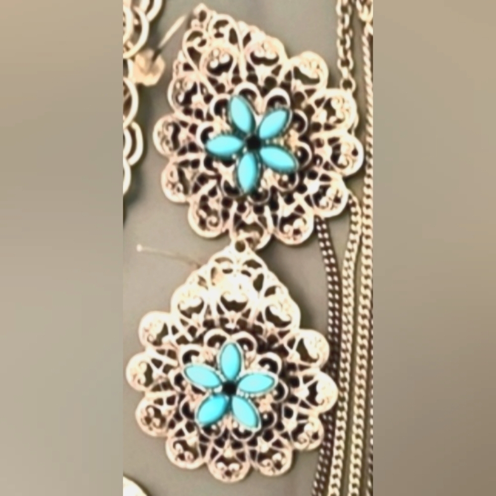 🆕️🩵Turquoise🩵 Flower Earrings Floral Navajo